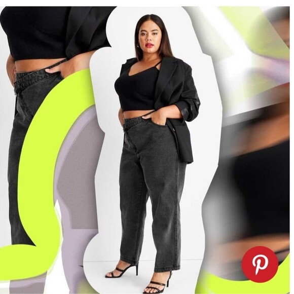 🆕️ Future Collective Kahlana Barfield Brown High Rise Tapered Leg Jeans 24/26w - Picture 9 of 13